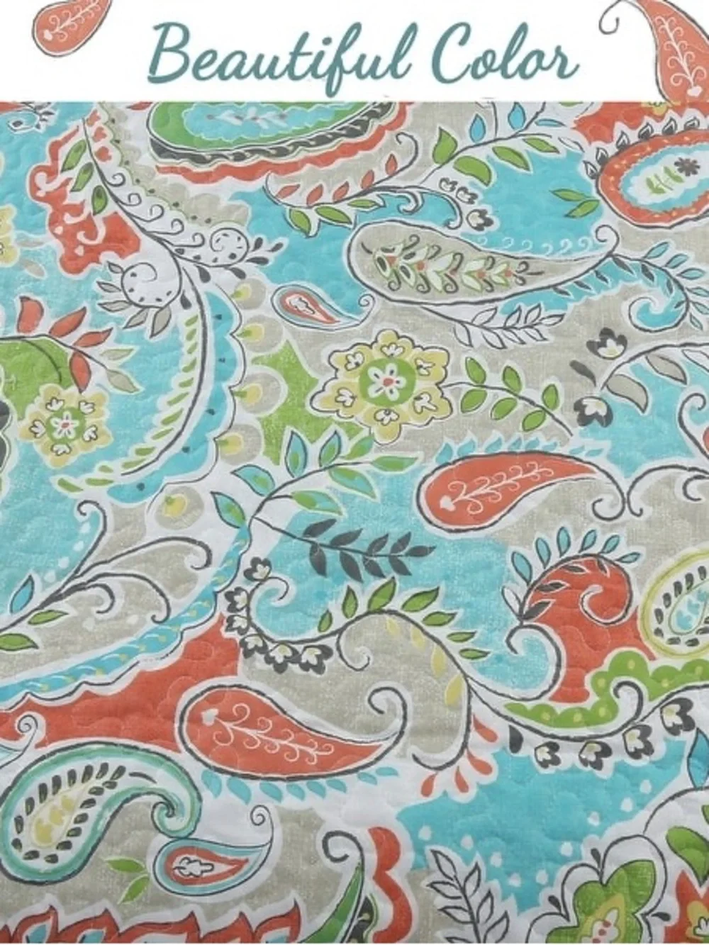 Paisley Floral 4-Piece Turquoise Blue Coral Microfiber Polyester Twin Daybed